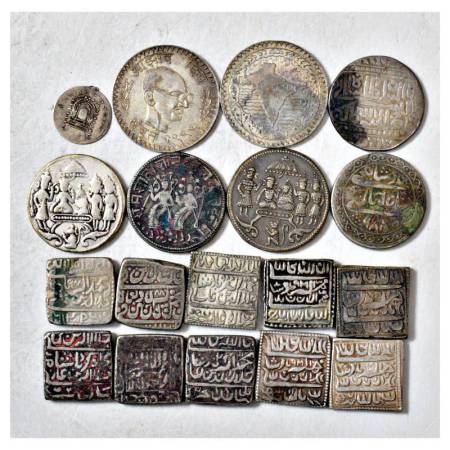 A group of 18 silver & billon, tokens, various types. (18 pieces)