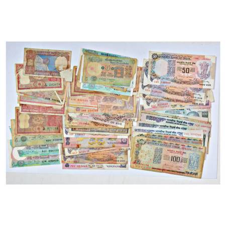 Republic of India, misprint note (62), includes 15x 2 rupees; 10x 5 rupees; 14x 10 rupees;