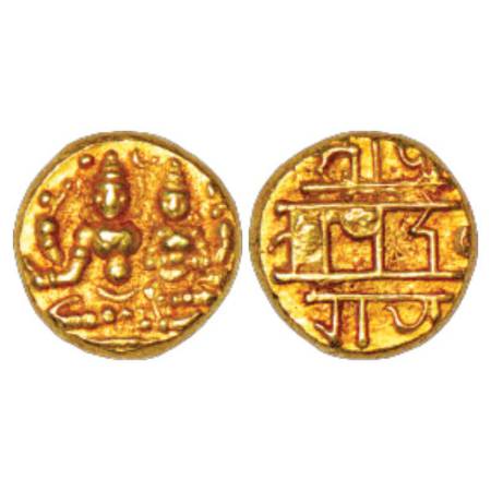 Vijayanagar, sangama dynasty, Devaraya I (1406-1422 AD), gold pagoda, 3.38g. Obv: Shiva pa