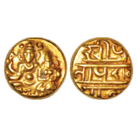 Vijayanagar, sangama dynasty, Devaraya I (1406-1422 AD), gold pagoda, 3.39g. Obv: Shiva pa