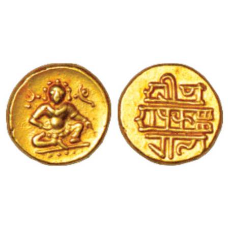 Vijayanagar, Tuluva dynasty, Krishna Devaraya (1509-1529 AD), gold ½ pagoda, 1.70g. Obv: B