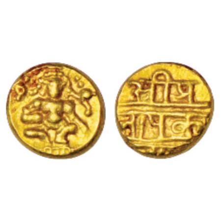 Vijayanagar, Tuluva dynasty, Krishna Devaraya (1509-1529 AD), gold ½ pagoda, 1.71g. Obv: B