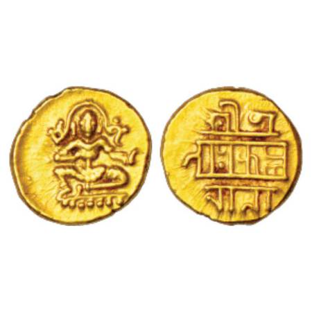 Vijayanagar, Tuluva dynasty, Krishna Devaraya (1509-1529 AD), gold ½ pagoda, 1.70g. Obv: B