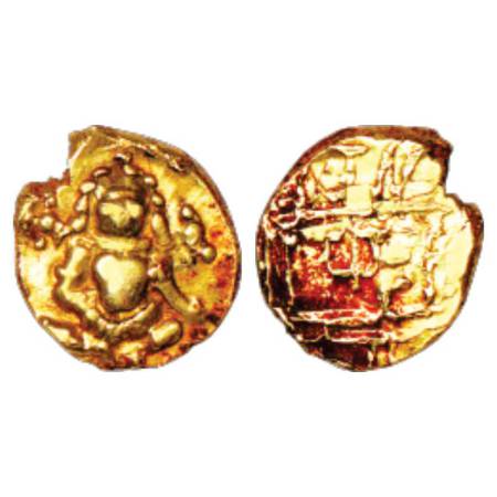 Vijayanagara Empire, gold ½ Pagoda of Pratapa of Krishnadeva Raya (1509-1529 AD), Ganesh 9