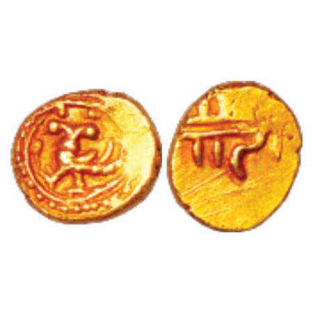 Vijayanagara, gold Fanam, most likely of Achyutadeva Raya (1529-1542 AD), unpublished in m
