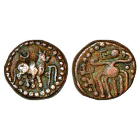 Tami Nadu, copper Cash attributed to Veerappa Nayaka (1572-1595 AD) of Madurai, Ganesh 'Ta