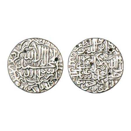 Akbar (1556-1605 AD), silver rupee, Dar ul-khilafat Jaunpur mint, AH 974, KM 80.10. Very f