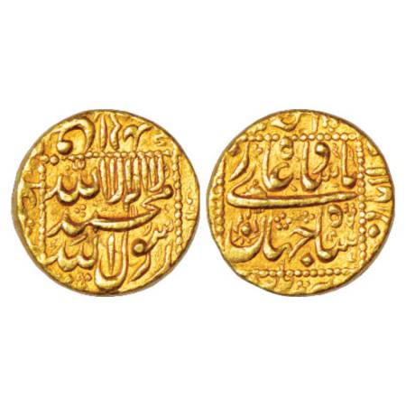 Shah Jahan (1628-1658 AD), gold mohur, 10.96g. Burhanpur mint, AH (1)050, KM 260.6. Very f