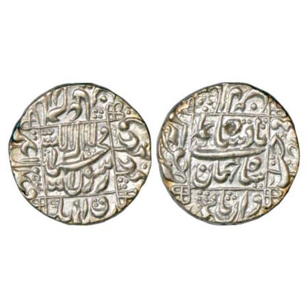 Shah Jahan (1628-1658 AD), silver rupee, Junagadh mint in left quadrant, AH 1052, KM 235.1