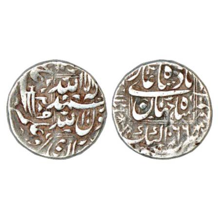 Shah Jahan (1628-1658 AD), silver rupee, Katak mint, AH 1066/RY 29, a sword mint mark in l