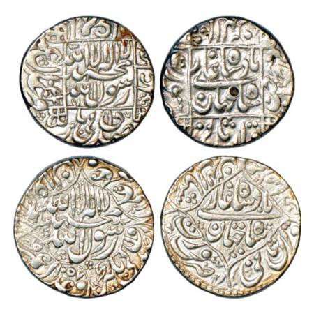 Shah Jahan (1628-1658 AD), silver rupee (2), Surat mint, AH 1044 and AH 1057/RY 20. (2 dif