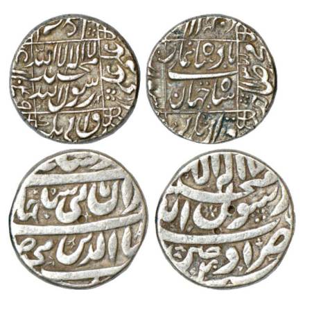 Shah Jahan (1628-1658 AD), silver rupee (2), 1x Surat mint, AH 1049/RY 13 and 1x Ujjain mi