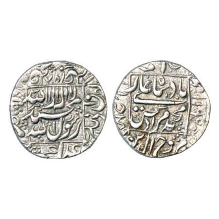 Murad Bakhsh (1658 AD), silver rupee, Ahmadabad mint in left quadrant, AH 1068, KM 272.1. 