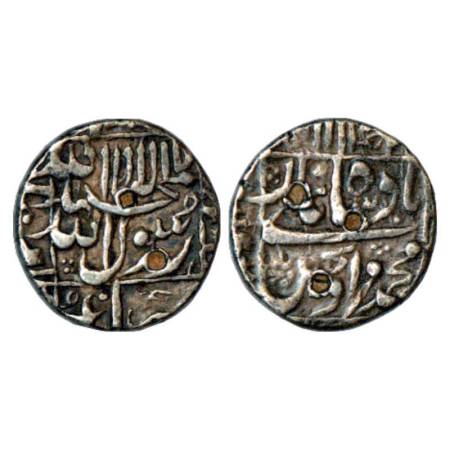 Murad Bakhsh (1658 AD), silver ½ rupee, 5.69g, Surat (partly visible) mint in left quadran