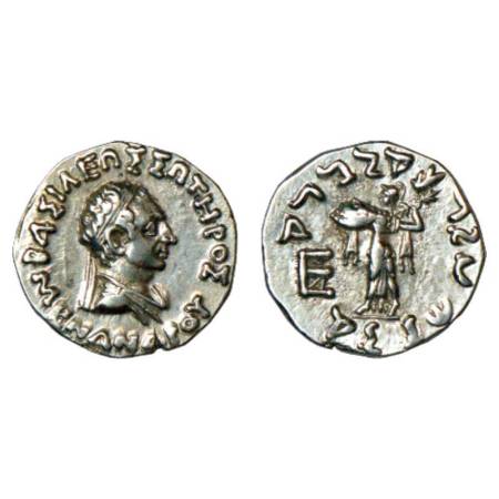 Indo Greeks, silver Drachm of Menander I (155-130 BC), BN series 13, 2.48g.Obv: Diademed b