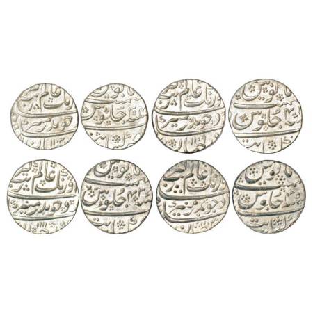 Aurangzeb (1658-1707 AD), silver rupee (4), Khambayat mint, AH 1102/RY 34, AH 1109/RY 41, 