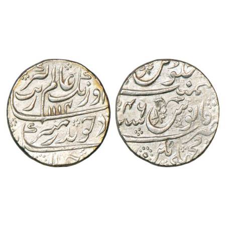 Aurangzeb (1658-1707 AD), silver rupee, Machhlipatan mint, AH 1114/RY 46, KM 300.55. Very 