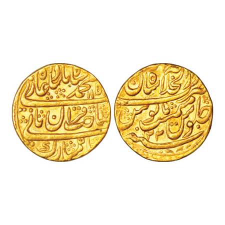 Muhammad Shah (1719-1748 AD), gold mohur, Dar ul-Khilafat Shahjahanabad mint, AH 115x/RY 2