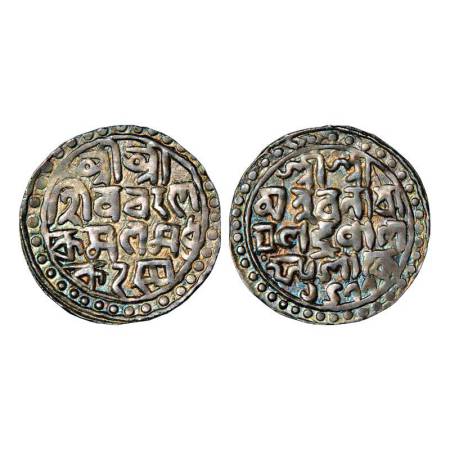 Cooch Behar, Nara Narayana (1555-1587AD), silver tanka, Saka 1477, Bose KK A2.4. Very fine