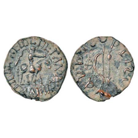Indo-Scythians, copper unit jointly issued in the names of Spalirises and Azes (70-58 BC),