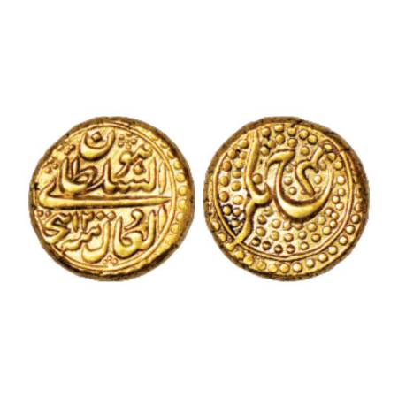 Mysore, Tipu Sultan (1787-1799 AD), gold sultani, 3.43g. Nagar mint, AH 1200/RY 4, full mi