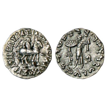 Indo-Scythian, silver Drachm of Azes (58-30 BC), Senior 90.10, 2.24g. Obv: King on horseba