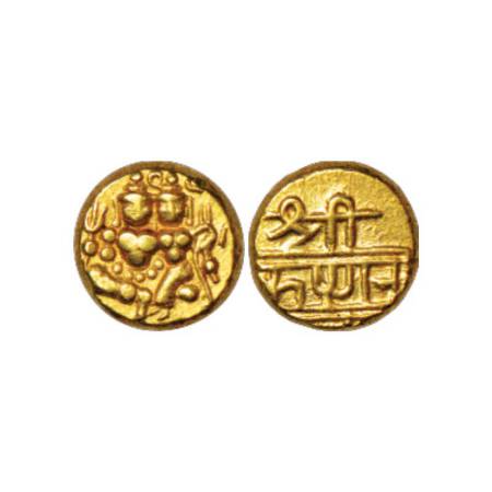 Mysore, Krishnaraja Wodeyar III (1799-1868 AD), gold pagoda, 3.44g. Obv: Shiva parvati sea