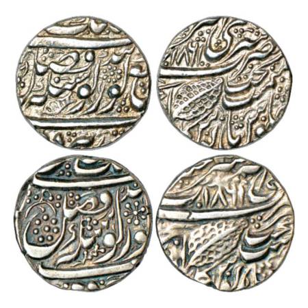 Sikh Empire, silver rupee (2), Amritsar mint, 'Nanak Shahi' couplet, VS 1861, 1x fish symb