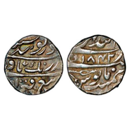 Sikh Empire, silver rupee, Anandgarh mint, 'Gobind Shahi' couplet, AH 1842, KM 30. Very fi