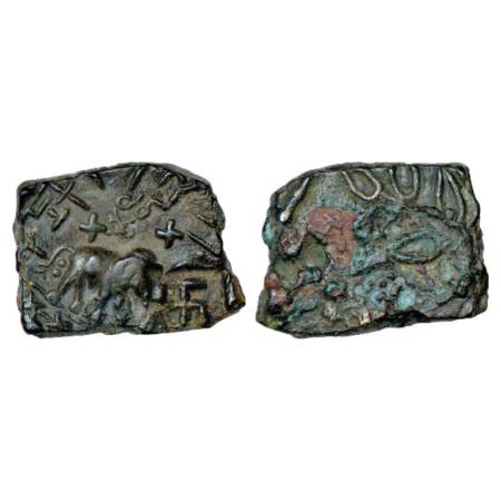 Satavahanas, arsenical copper 'elephant' type coin of Siri Satakani (c.100-50 BC), Nasik r