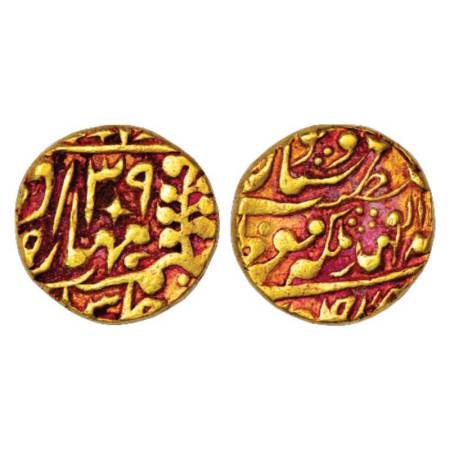 Jaipur, Ram Singh (1835-1880 AD), gold mohur, 10.87g. Sawai Jaipur mint, in the name of Qu