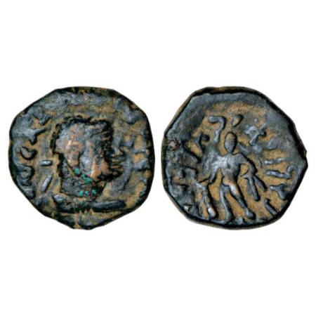 Kushans, copper coin of Kujula Kadphises (30-80 AD), 'posthumous Hermaios' type, MAC 2898-