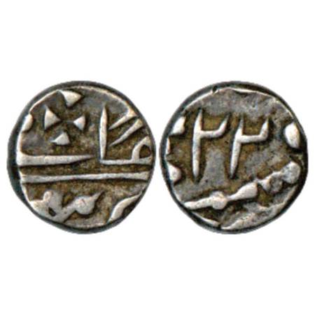 Kota, silver ¼ rupee, 2.78g, in the name of victoria, 'Badshah Zaman' type, RY 22. KM Y4. 