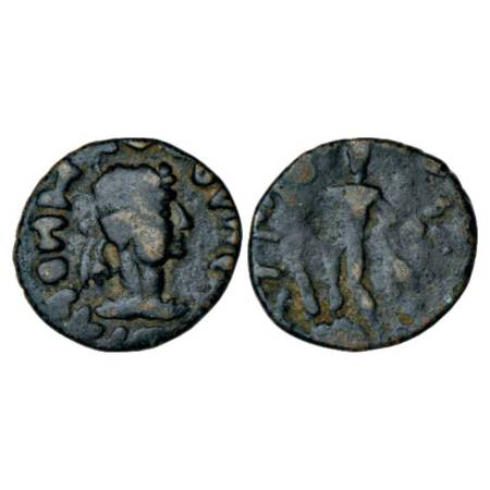 Kushans, copper coin of Kujula Kadphises (30-80 AD), 'posthumous Hermaios' type, later imi