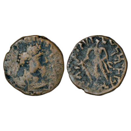 Kushans, copper coin of Kujula Kadphises (30-80 AD), 'posthumous Hermaios' type, not in MA