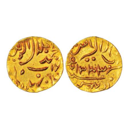 Radhanpur, commemorative gold Kori, Nawab Muhammad Jalaluddin Khan (1910-1936), AH1333, un
