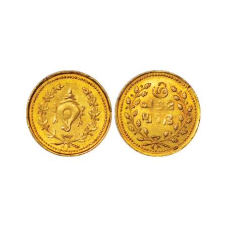 Travancore, Tulabharam medallic coinage, gold ½ pagoda, ND (1829-1931 AD), 1.28g. Obv: Con