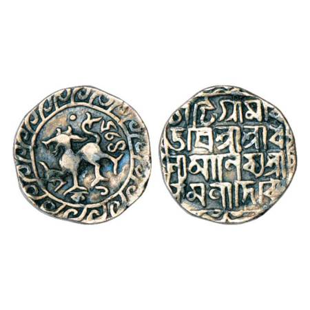 Tripura, Dhanya Manikya (1490-1526 AD), silver tanka, SK 1435, victory issue, Citing Queen