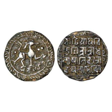 Tripura, Dhanya Manikya (1490-1526 AD), silver tanka, SK 1435, victory issue, Citing Queen