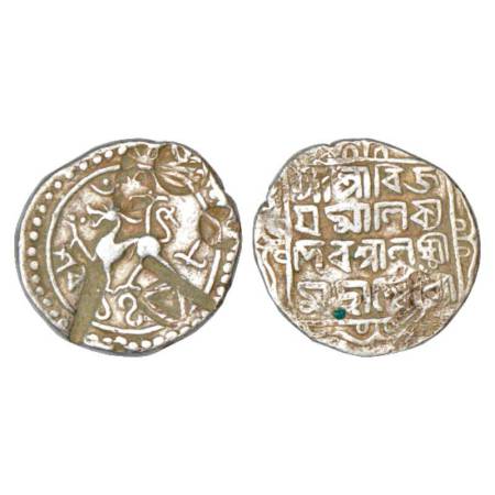 Tripura, Vijaya Manikya (1532-1564 AD), silver tanka, SK 1458, Citing Queen Lakshmi, Obv: 