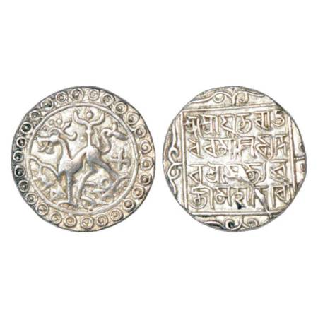 Tripura, Rajadhara Manikya (1586-1599AD), silver tanka, SK 1508, Citing Queen Satyavati, O