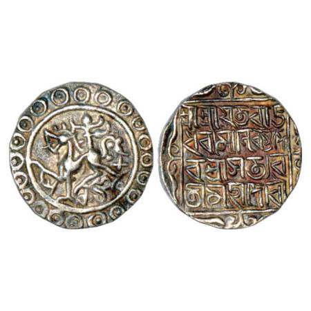 Tripura, Rajadhara Manikya (1586-1599AD), silver tanka, SK 1508, Citing Queen Satyavati, O
