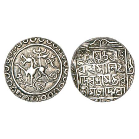 Tripura, Rajadhara Manikya (1586-1599AD), silver tanka, SK 1508, Citing Queen Satyavati, O