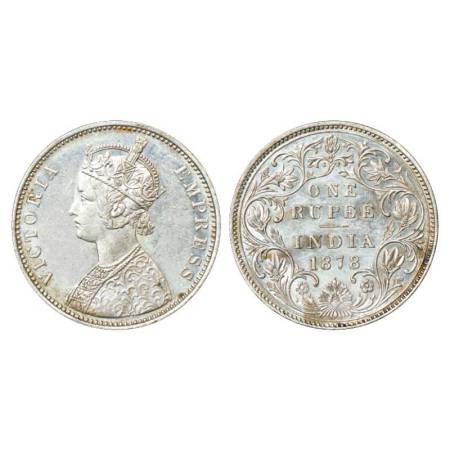Victoria Empress, silver rupee, 1878, Bombay mint, A3/II/dot, PR 151; GK 453. Extremely fi