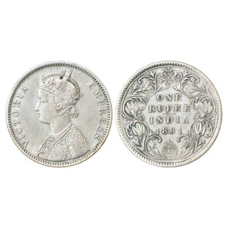 Victoria Empress, silver rupee, 1881, Bombay mint, A3/IV/dot, PR 157; GK 469. Very fine, V