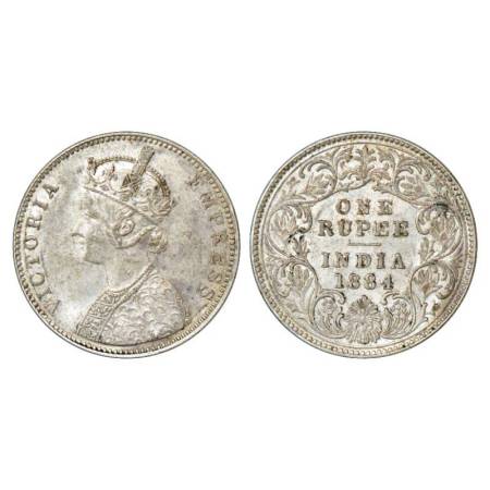 Victoria Empress, silver rupee, 1884, Bombay mint, A6/I/'B' raised, unlisted in PR; GK 492