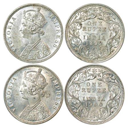 Victoria Empress, silver rupee(2), Bombay mint, 1892, C2/I/'B' incused, PR 181,GK 572 and 