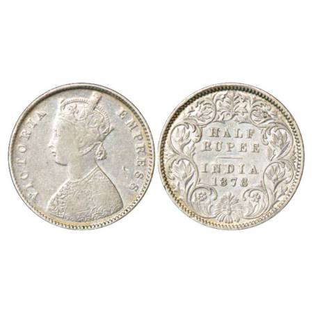 Victoria Empress, silver ½ rupee, 1878, Calcutta mint, A/I/no mm, PR 262; GK 612. Two smal
