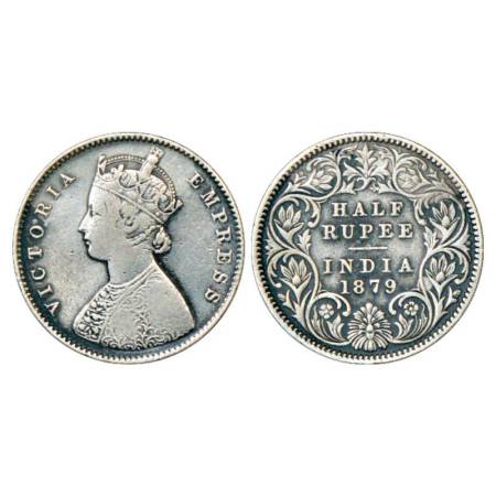 Victoria Empress, silver ½ rupee, 1879, Calcutta mint, A/I/'C' incused, PR 263; GK 613. Sc