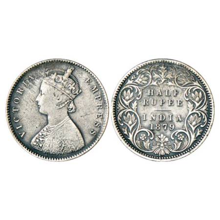 Victoria Empress, silver ½ rupee, 1879, Calcutta mint, A/I/'C' incused, PR 263; GK 613. Fi